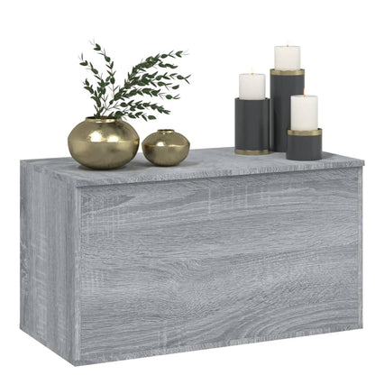 Opbergkist 84X42X46 Cm Bewerkt Hout Eikenkleurig Grijs sonoma