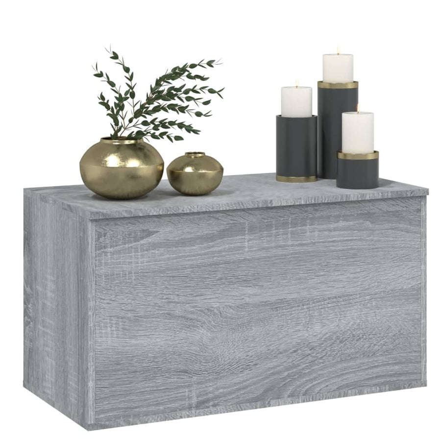 Opbergkist 84X42X46 Cm Bewerkt Hout Eikenkleurig Grijs sonoma