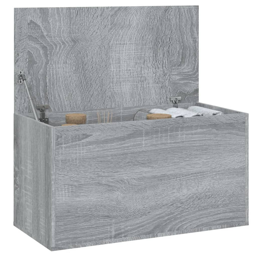 Opbergkist 84X42X46 Cm Bewerkt Hout Eikenkleurig Grijs sonoma