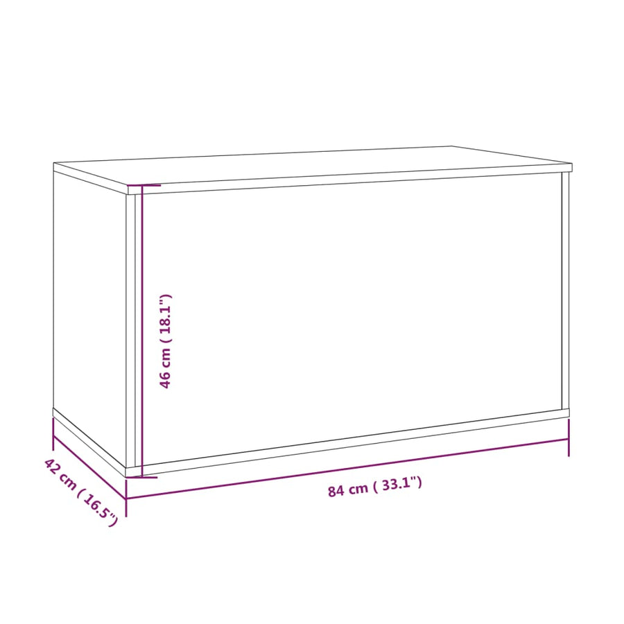 Opbergkist 84X42X46 Cm Bewerkt Hout Eikenkleurig Grijs sonoma