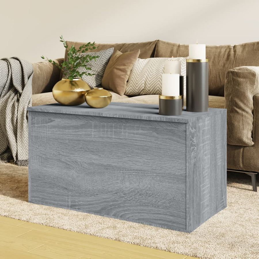Opbergkist 84X42X46 Cm Bewerkt Hout Eikenkleurig Grijs sonoma
