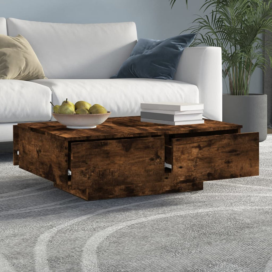 Salontafel 90x60x31 cm bewerkt hout gerookt eikenkleurig Gerookt eiken