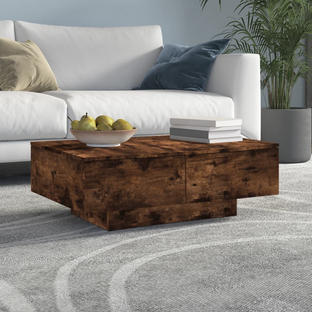 Salontafel 90x60x31 cm bewerkt hout gerookt eikenkleurig Gerookt eiken