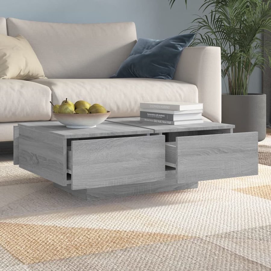 Salontafel 90x60x31 cm bewerkt hout grijs sonoma eikenkleurig Grijs sonoma