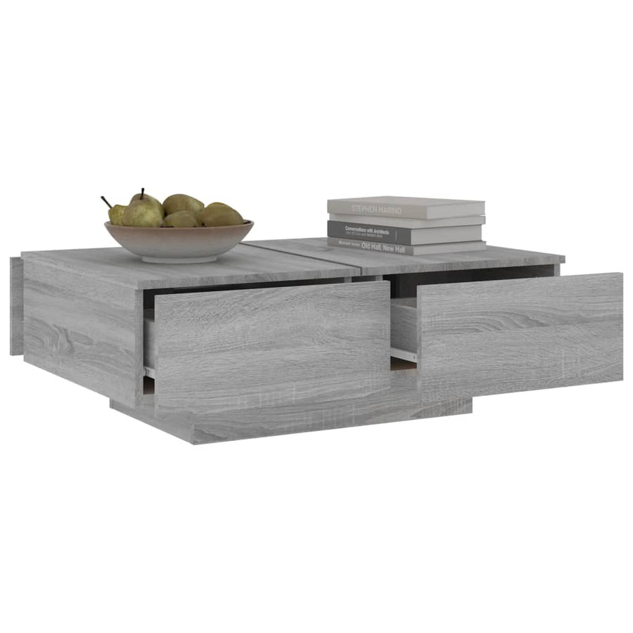 Salontafel 90x60x31 cm bewerkt hout grijs sonoma eikenkleurig Grijs sonoma