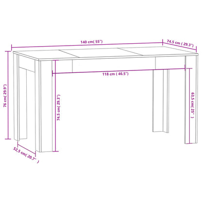 Eettafel 40X74,5X76 Cm Bewerkt Hout Eikenkleurig Grijs sonoma