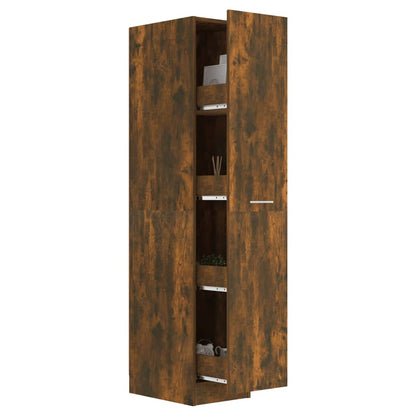 Apothekerskast 30x42,5x150 cm bewerkt hout gerookt eikenkleurig