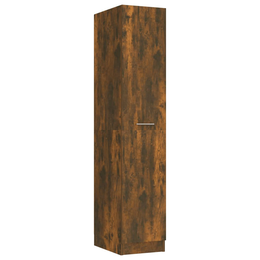 Apothekerskast 30x42,5x150 cm bewerkt hout gerookt eikenkleurig
