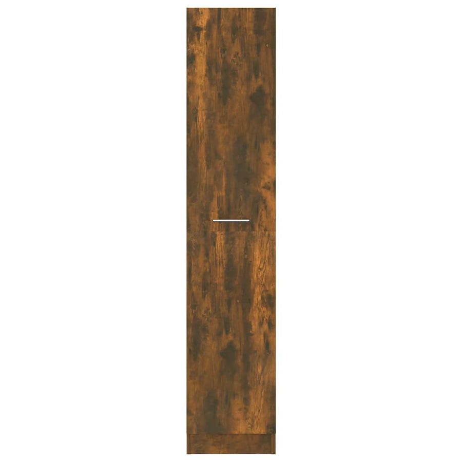 Apothekerskast 30x42,5x150 cm bewerkt hout gerookt eikenkleurig