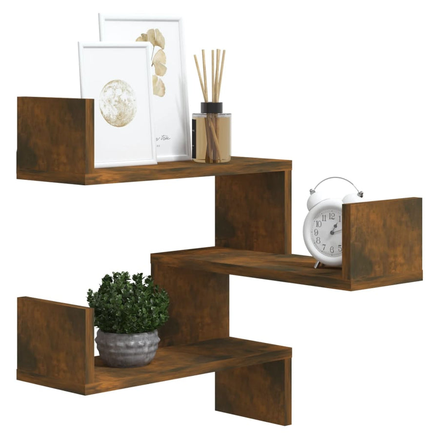 Hoekwandschap 40X40X50 Cm Bewerkt Hout Kleurig 1 Gerookt eiken