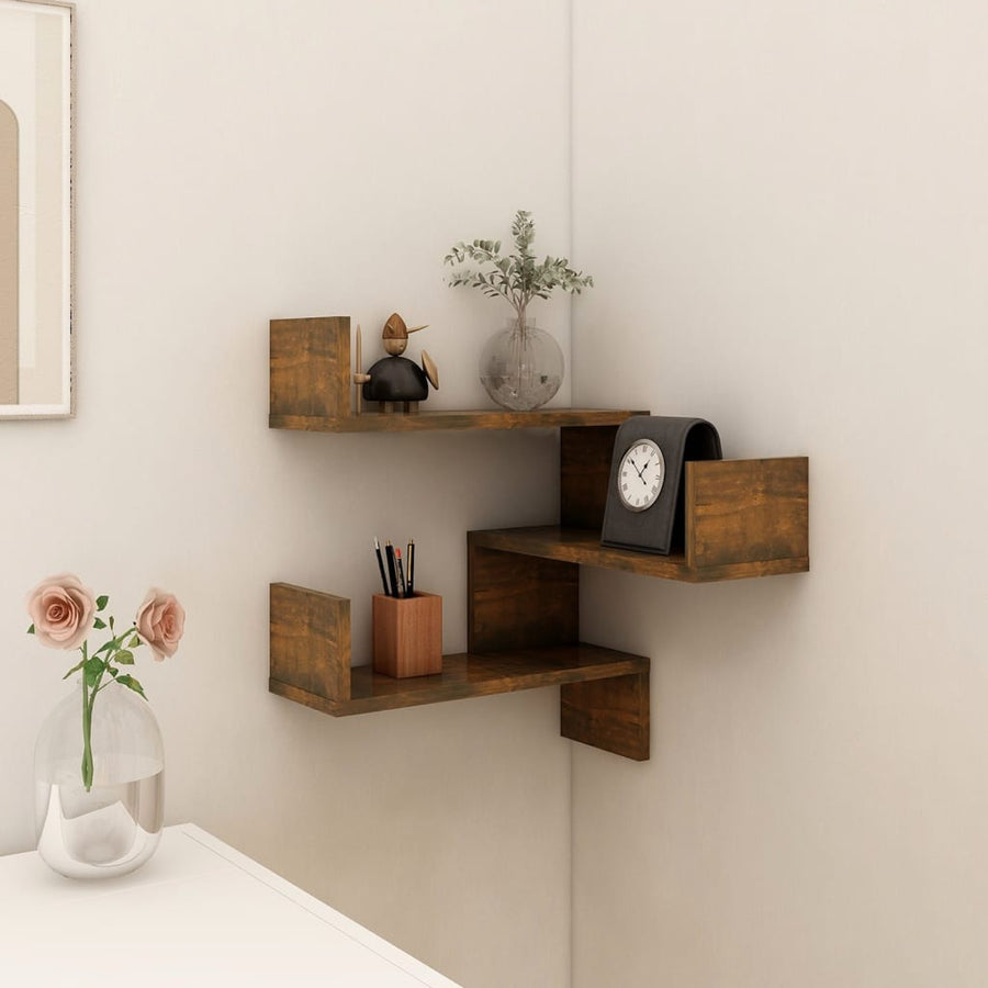 Hoekwandschap 40X40X50 Cm Bewerkt Hout Kleurig 1 Gerookt eiken