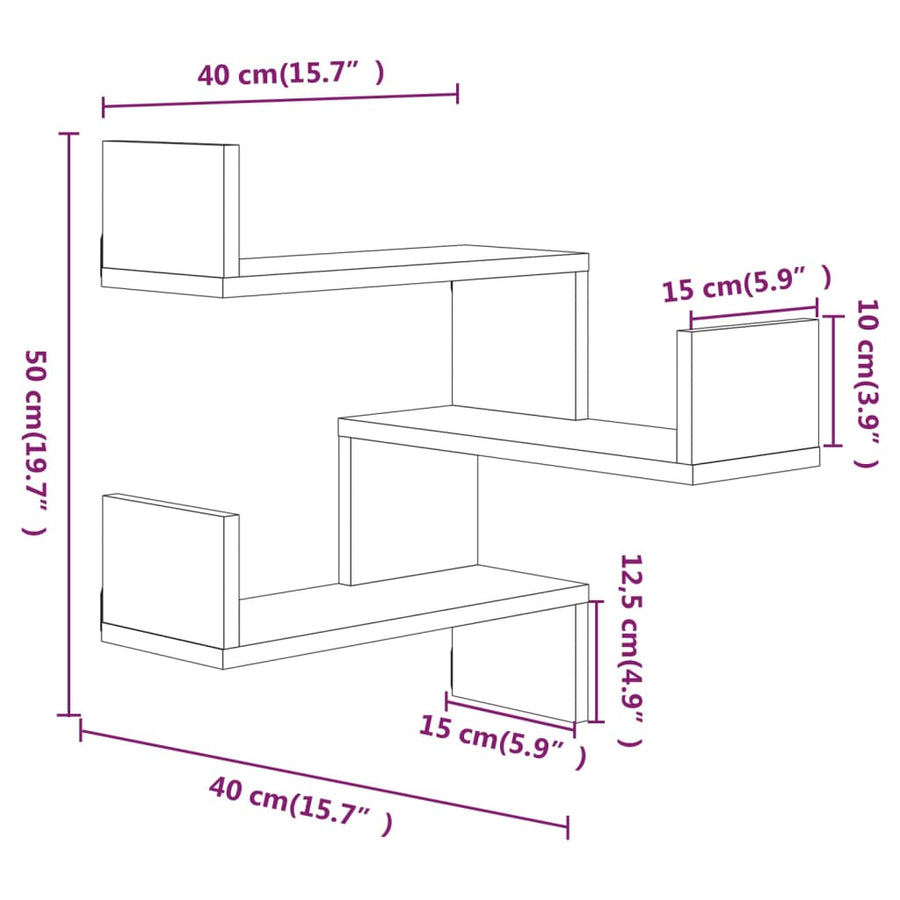Hoekwandschappen 40X40X50 Cm Bewerkt Hout Sonoma Eiken 2 Gerookt eiken