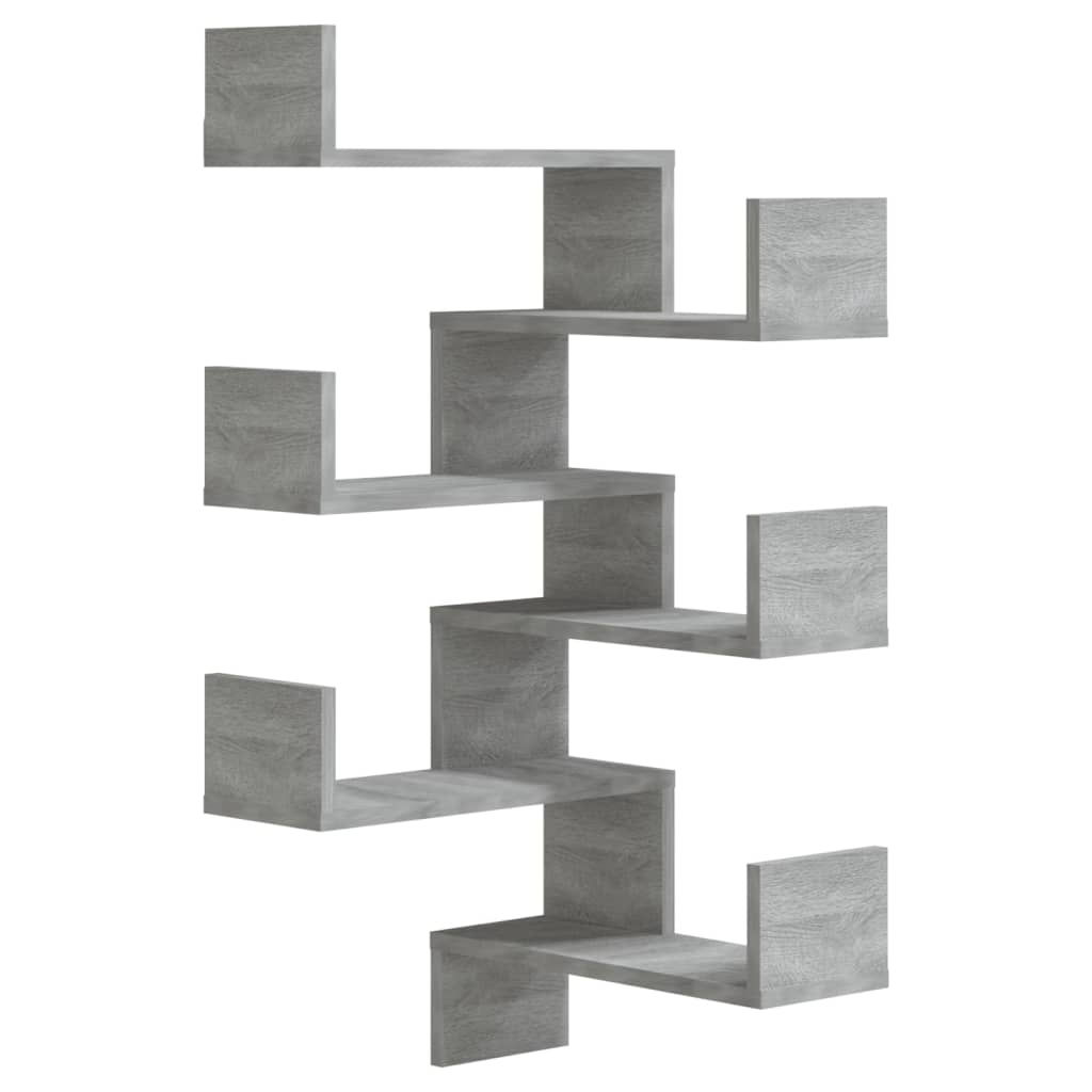 Hoekwandschappen 2 st 40x40x50 cm bewerkt hout grijs sonoma 2 Grijs sonoma