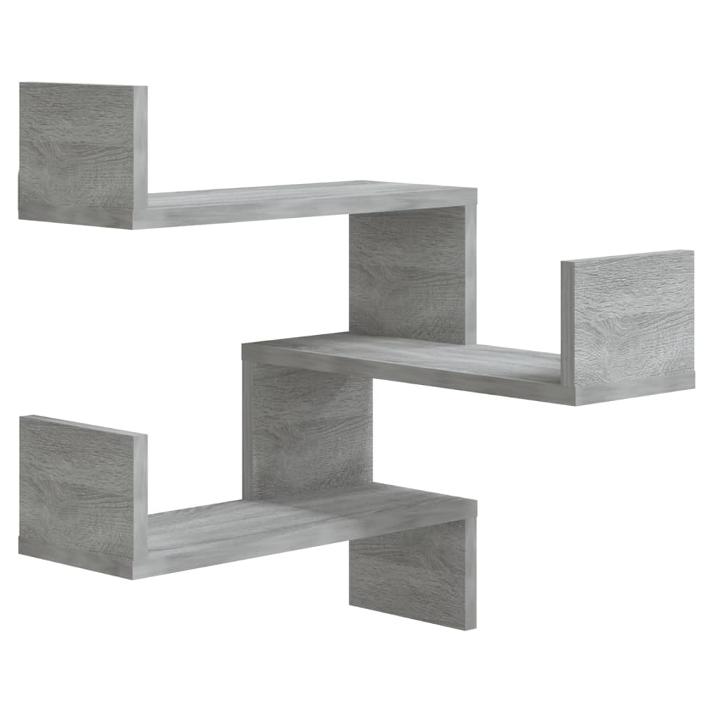 Hoekwandschappen 2 st 40x40x50 cm bewerkt hout grijs sonoma 2 Grijs sonoma