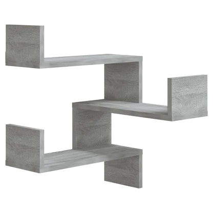 Hoekwandschappen 2 st 40x40x50 cm bewerkt hout grijs sonoma 2 Grijs sonoma