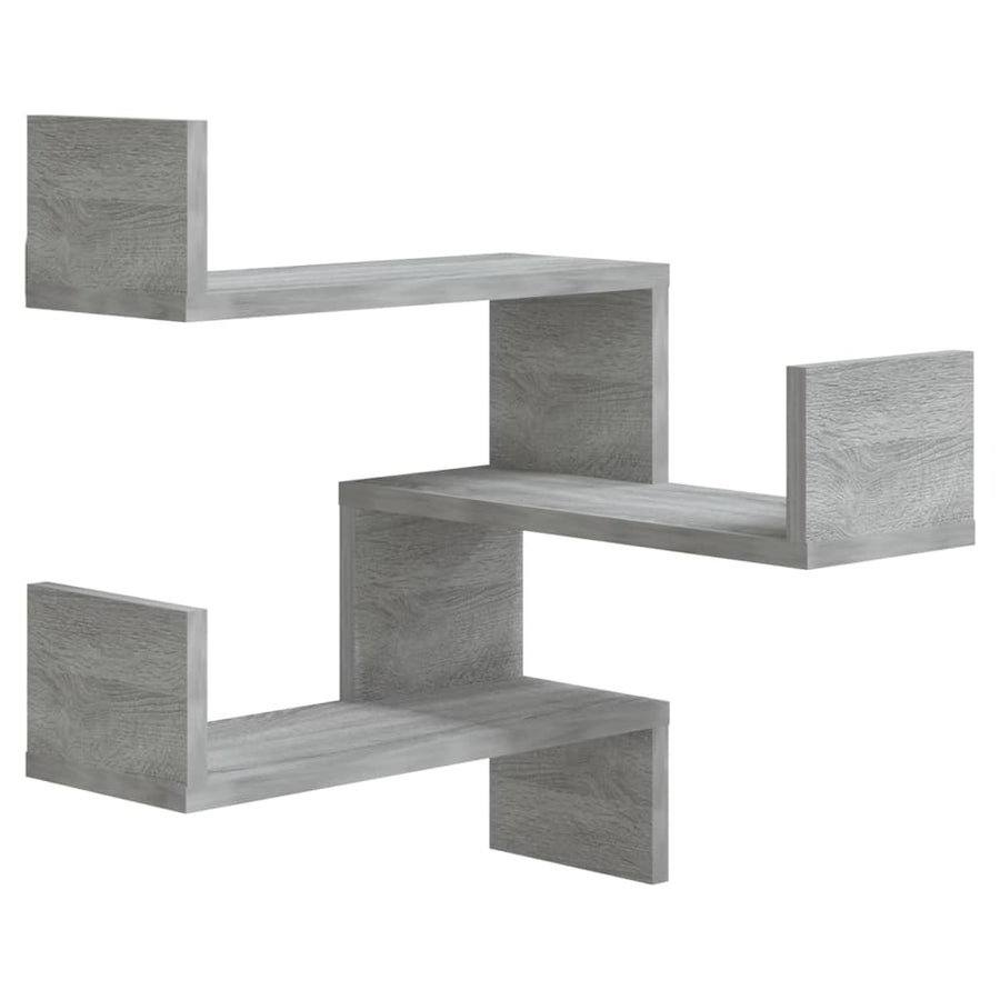 Hoekwandschappen 2 st 40x40x50 cm bewerkt hout grijs sonoma 2 Grijs sonoma