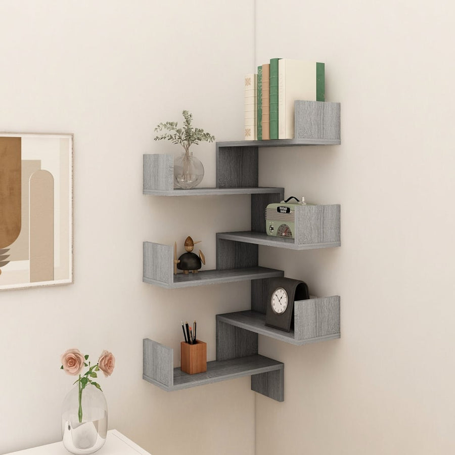 Hoekwandschappen 2 st 40x40x50 cm bewerkt hout grijs sonoma 2 Grijs sonoma