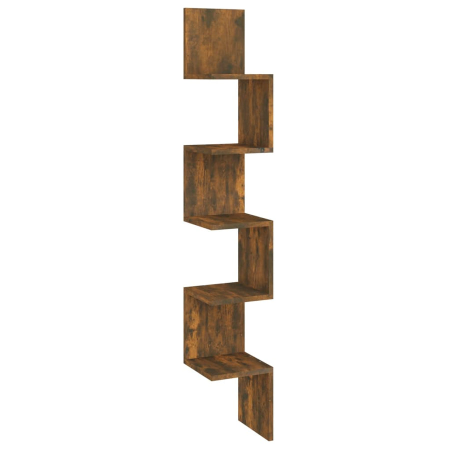 Hoekwandschap 20x20x127,5 cm bewerkt hout gerookt eikenkleurig Gerookt eiken