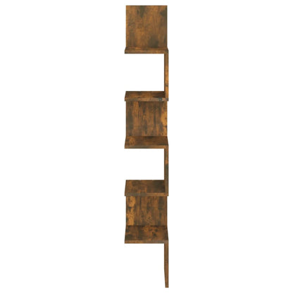 Hoekwandschap 20x20x127,5 cm bewerkt hout gerookt eikenkleurig Gerookt eiken