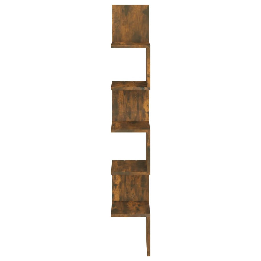 Hoekwandschap 20x20x127,5 cm bewerkt hout gerookt eikenkleurig Gerookt eiken