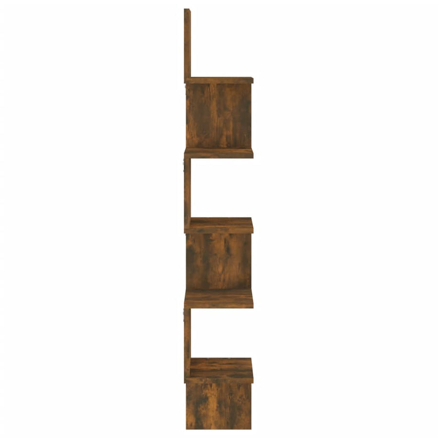 Hoekwandschap 20x20x127,5 cm bewerkt hout gerookt eikenkleurig Gerookt eiken