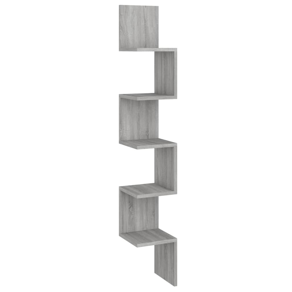 Hoekwandschap 20x20x127,5 cm bewerkt hout grijs sonoma eiken Grijs sonoma