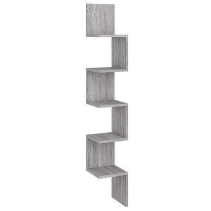 Hoekwandschap 20x20x127,5 cm bewerkt hout grijs sonoma eiken Grijs sonoma