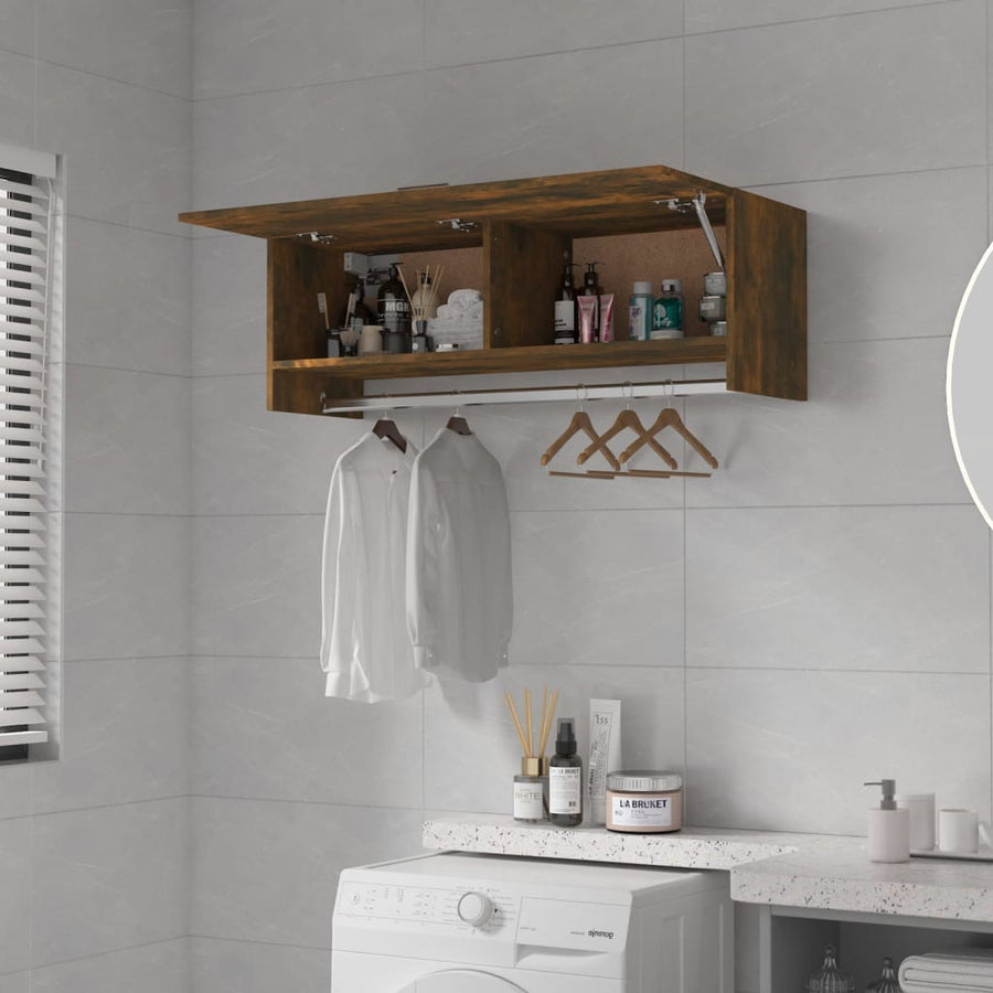 Kledingkast 100x32,5x35 cm bewerkt hout gerookt eikenkleurig Gerookt eiken