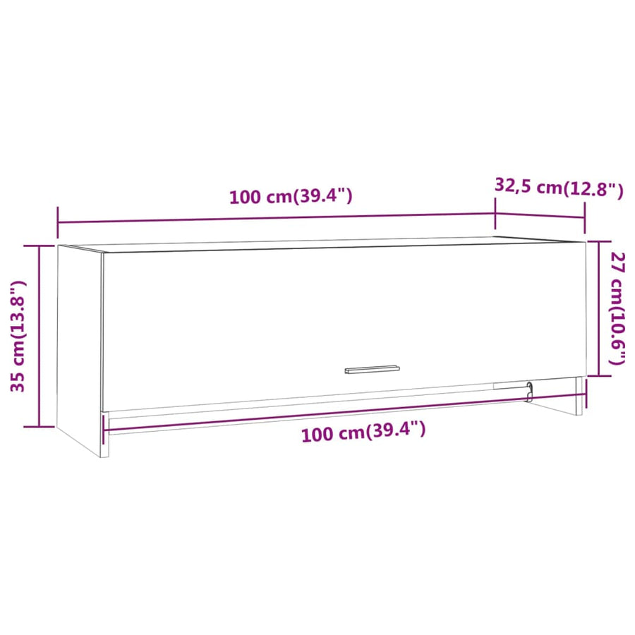 Kledingkast 100x32,5x35 cm bewerkt hout bruin eikenkleur Bruineiken