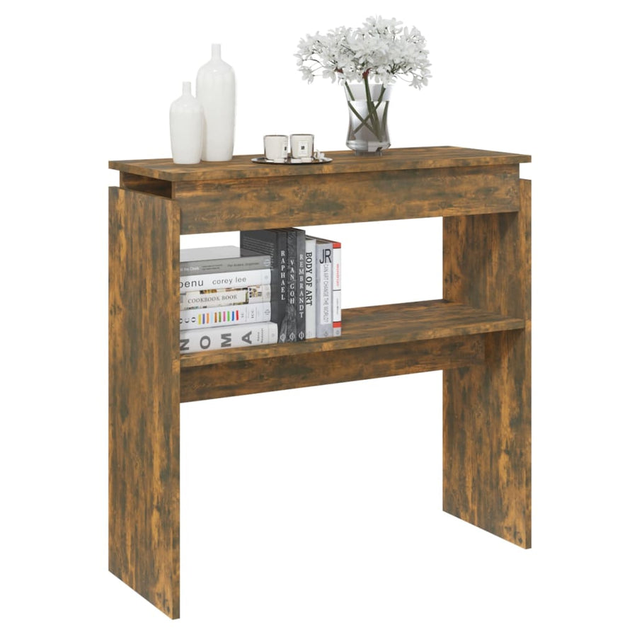 Wandtafel 80X30X80 Cm Bewerkt Hout Gerookt Eikenkleurig 1