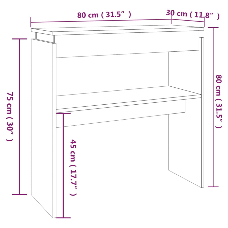 Wandtafel 80X30X80 Cm Bewerkt Hout Gerookt Eikenkleurig 1
