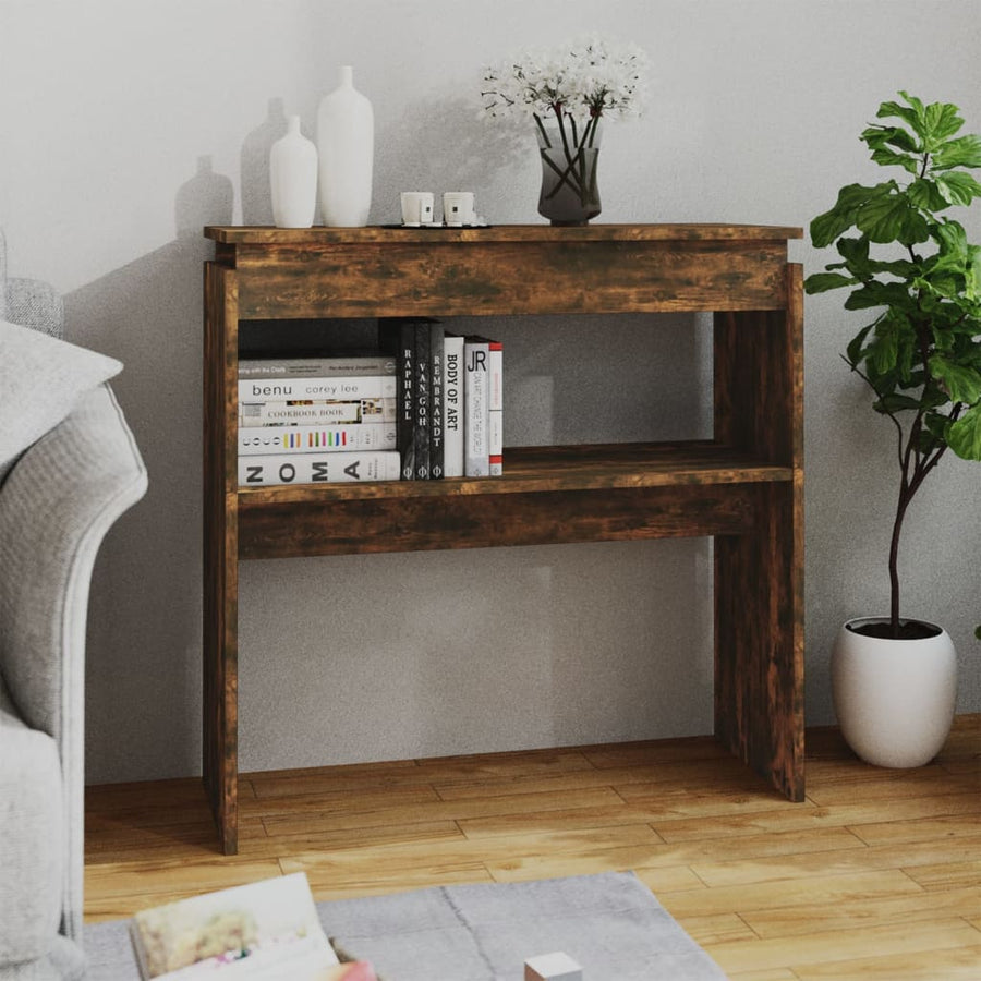 Wandtafel 80X30X80 Cm Bewerkt Hout Gerookt Eikenkleurig 1