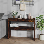 Wandtafel 102x30x80 cm bewerkt hout gerookt eiken