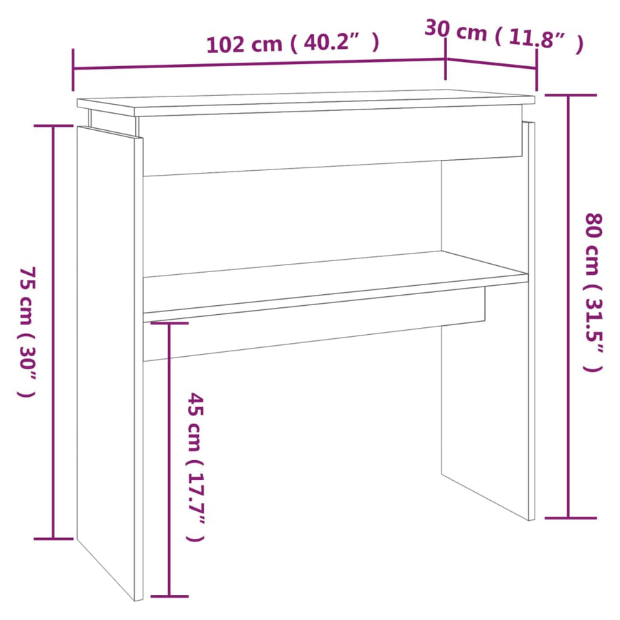 Wandtafel 02X30X80 Cm Bewerkt Hout Eikenkleurig Grijs sonoma