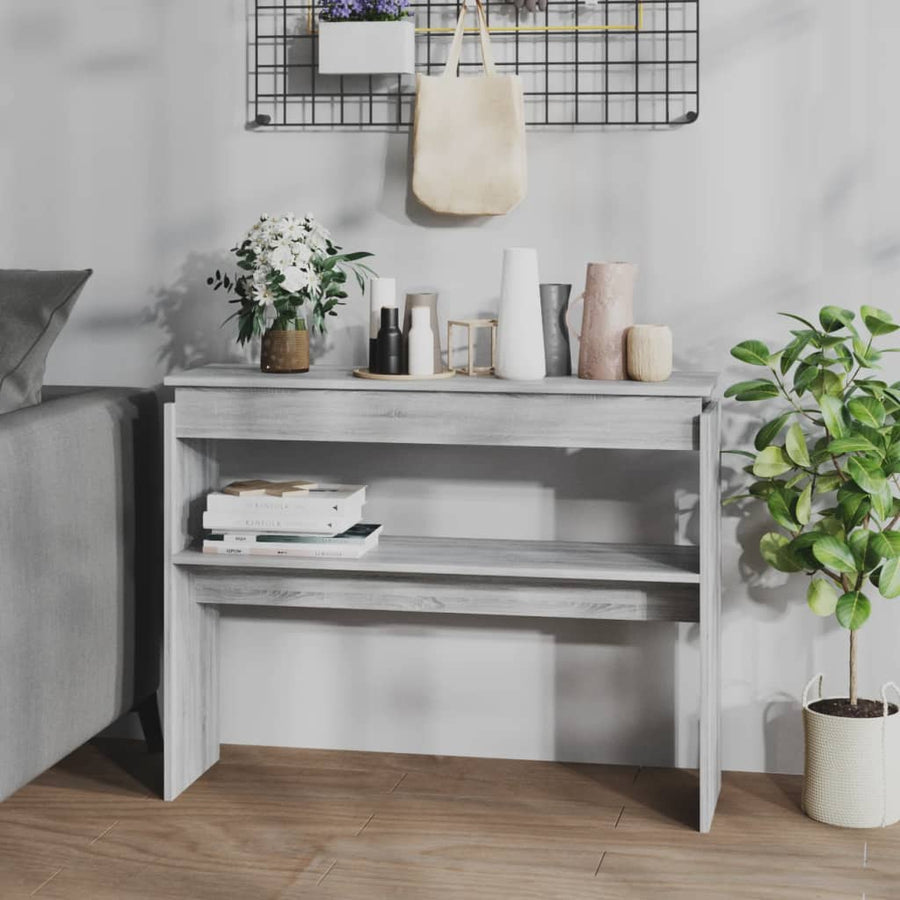 Wandtafel 02X30X80 Cm Bewerkt Hout Eikenkleurig Grijs sonoma