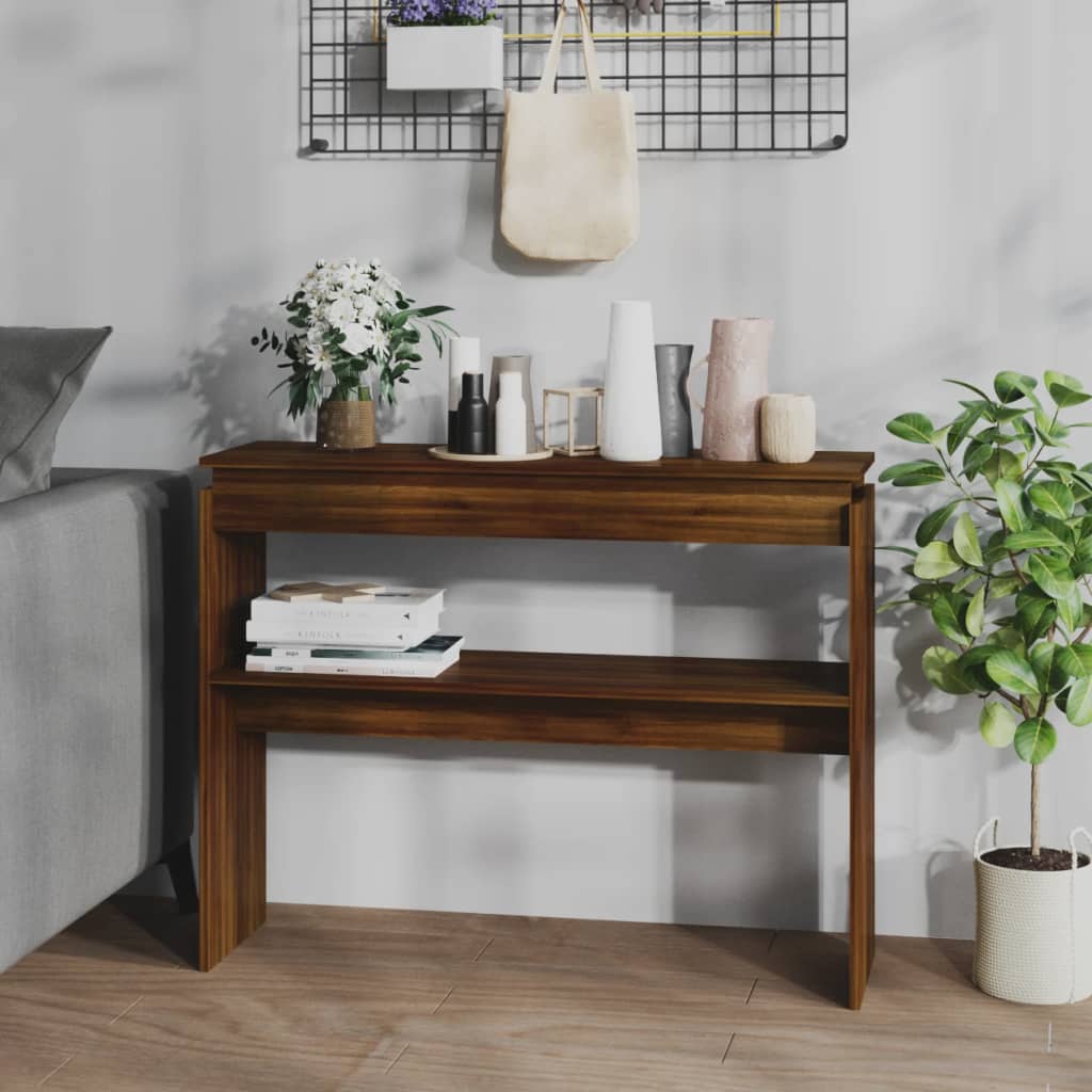 Wandtafel 102X30X80 Cm Bewerkt Hout Bruin Eikenkleur Bruineiken