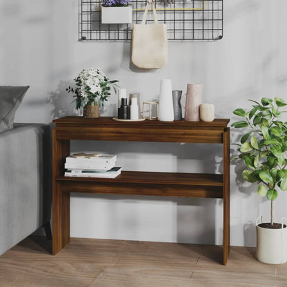 Wandtafel 102X30X80 Cm Bewerkt Hout Bruin Eikenkleur Bruineiken