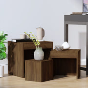 Tafeltjesset 3-delig bewerkt hout bruin