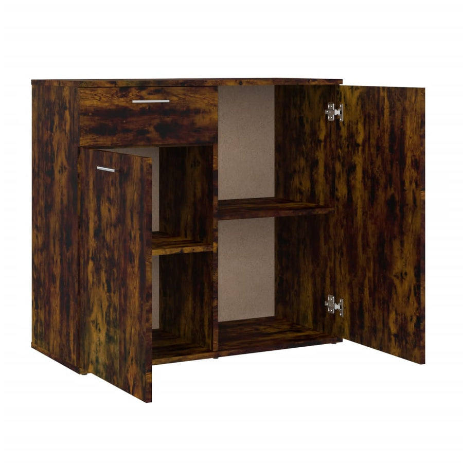 Dressoir Bewerkt Hout Kleurig 80 x 36 x 75 cm Gerookt eiken