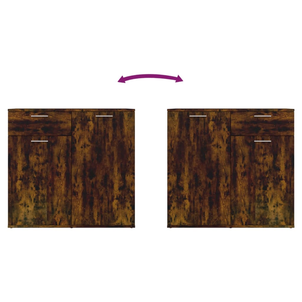Dressoir Bewerkt Hout Kleurig 80 x 36 x 75 cm Gerookt eiken