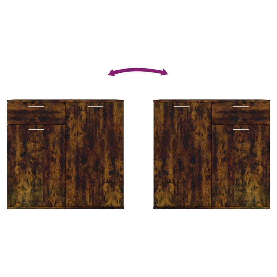 Dressoir Bewerkt Hout Kleurig 80 x 36 x 75 cm Gerookt eiken