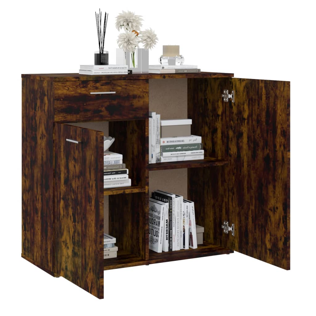 Dressoir Bewerkt Hout Kleurig 80 x 36 x 75 cm Gerookt eiken