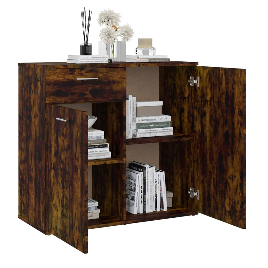 Dressoir Bewerkt Hout Kleurig 80 x 36 x 75 cm Gerookt eiken