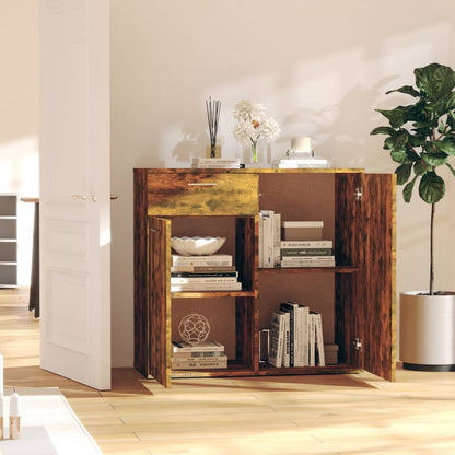 Dressoir Bewerkt Hout Kleurig 80 x 36 x 75 cm Gerookt eiken