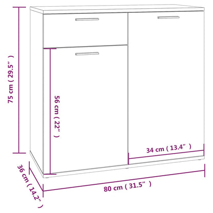 Dressoir Bewerkt Hout Kleurig 80 x 36 x 75 cm Gerookt eiken