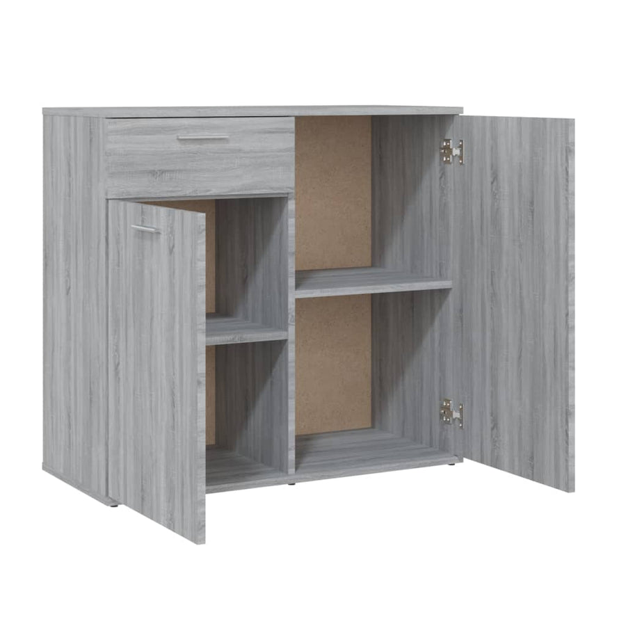 Dressoir Bewerkt Hout Eikenkleurig 80 x 36 x 75 cm Grijs sonoma