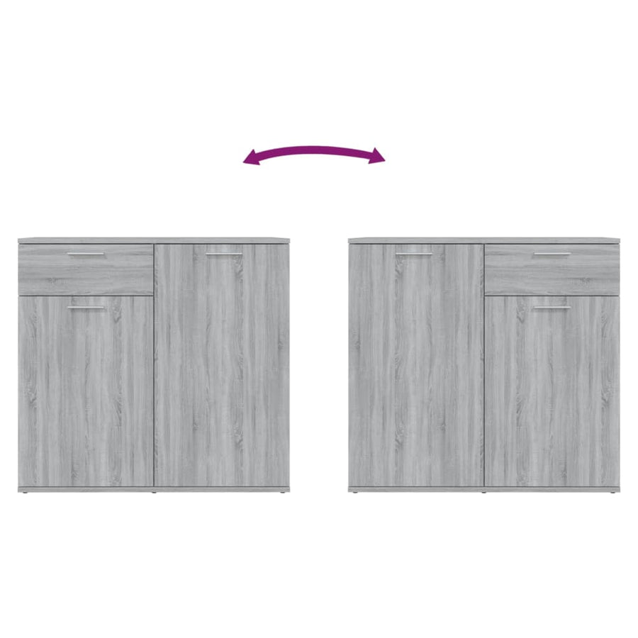 Dressoir Bewerkt Hout Eikenkleurig 80 x 36 x 75 cm Grijs sonoma