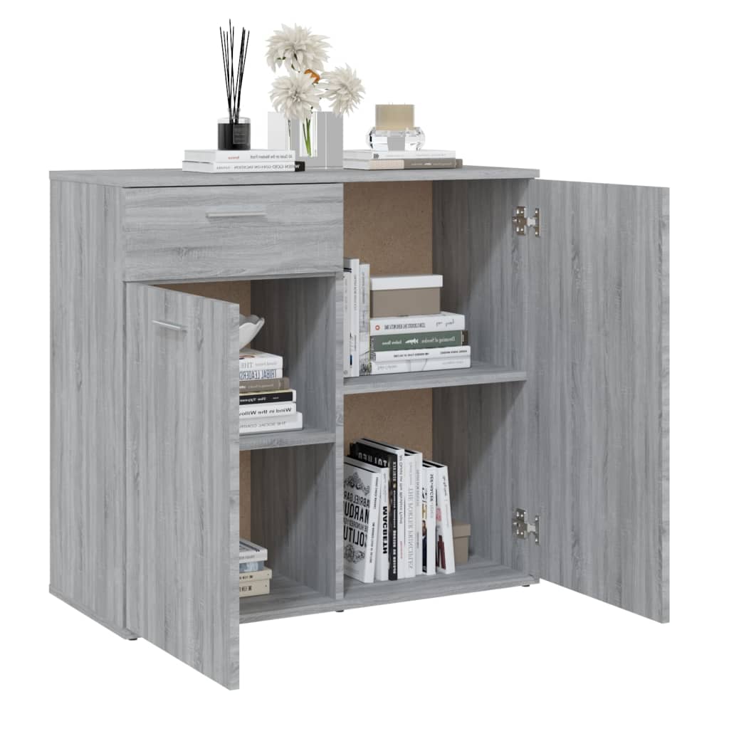 Dressoir Bewerkt Hout Eikenkleurig 80 x 36 x 75 cm Grijs sonoma
