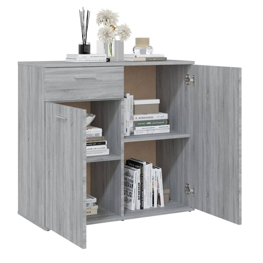 Dressoir Bewerkt Hout Eikenkleurig 80 x 36 x 75 cm Grijs sonoma