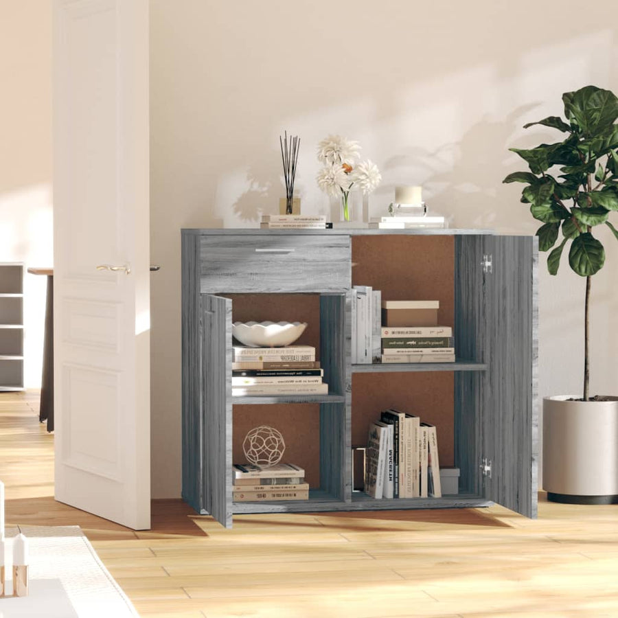 Dressoir Bewerkt Hout Eikenkleurig 80 x 36 x 75 cm Grijs sonoma